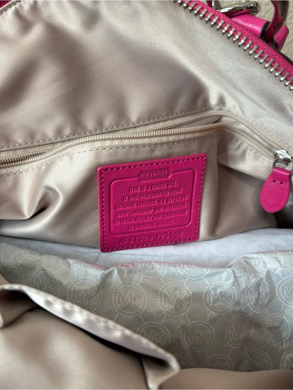 Coach Hot Pink Leather Hobo with Silver Hardware